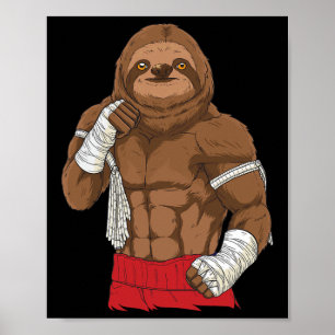 Muay Thai Sloth Kickboxing Fighter Poster