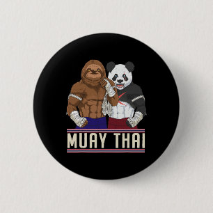 Muay Thai Sloth Panda Kickboxing Fighter  6 Cm Round Badge