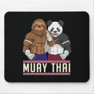 Muay Thai Sloth Panda Kickboxing Fighter Mouse Pad