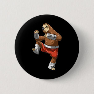 Muay Thai Sloth - Thai Boxing And Kickboxing  6 Cm Round Badge