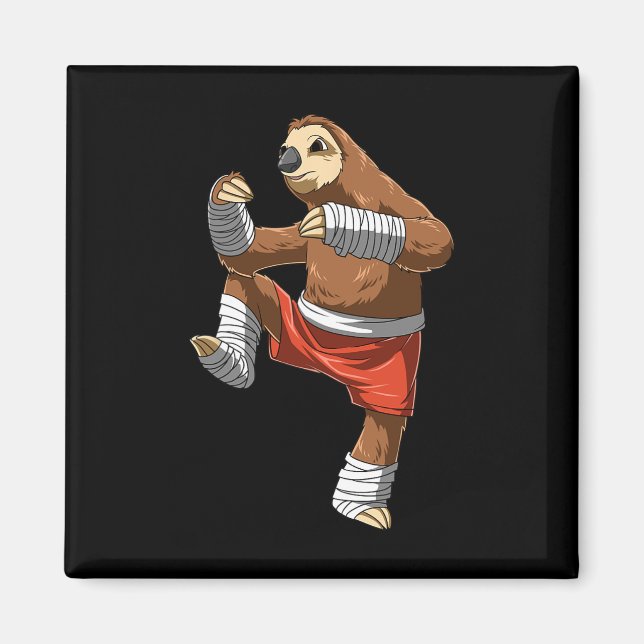 Muay Thai Sloth - Thai Boxing And Kickboxing  Magnet (Front)