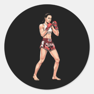 Muay Thai Stance Comt Sports A Kickboxing Fan _1 Classic Round Sticker