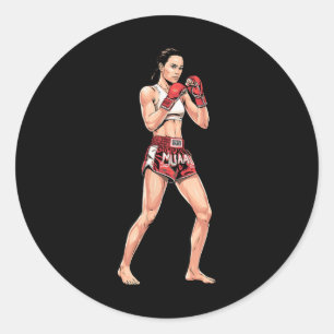 Muay Thai Stance Comt Sports For A Kickboxing Fan Classic Round Sticker