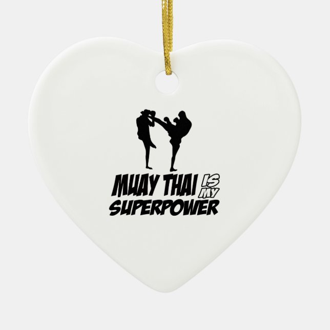 Muay Thai Superpower Designs Ceramic Tree Decoration (Front)