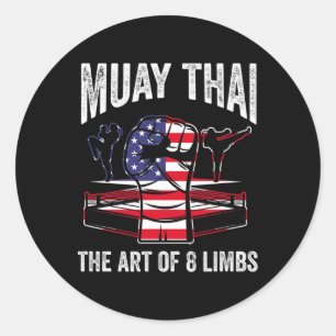Muay Thai Tha Art Of 8 Limbs Fighter Martial Arts Classic Round Sticker