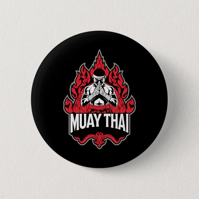 Muay Thai Thai Boxing 1  6 Cm Round Badge (Front)