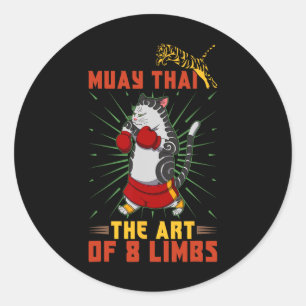 Muay Thai Thailand Fist Ring Knee Fighter Techniqu Classic Round Sticker