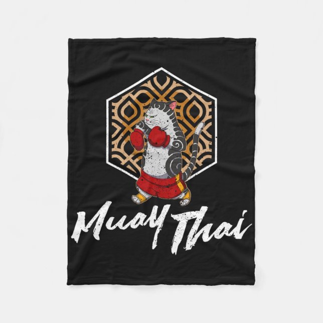 Muay Thai Thailand Fist Ring Knee Fighter Techniqu Fleece Blanket (Front)