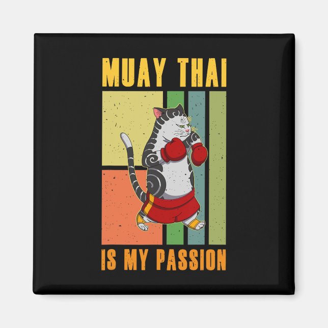 Muay Thai Thailand Fist Ring Knee Fighter Techniqu Magnet (Front)