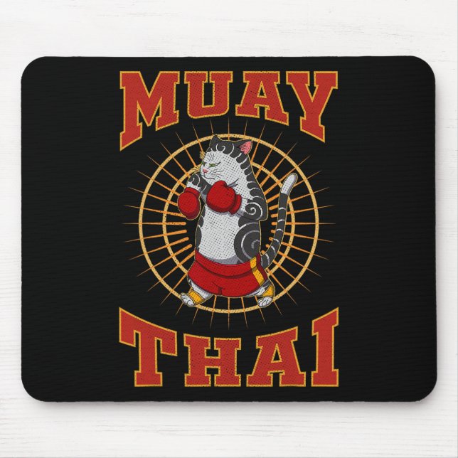 Muay Thai Thailand Fist Ring Knee Fighter Techniqu Mouse Pad (Front)