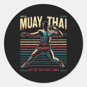 Muay Thai Thailand Kickboxing Mma Fighter Vintage  Classic Round Sticker