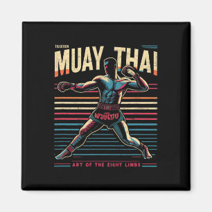 Muay Thai Thailand Kickboxing Mma Fighter Vintage Magnet