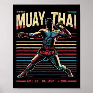Muay Thai Thailand Kickboxing Mma Fighter Vintage  Poster