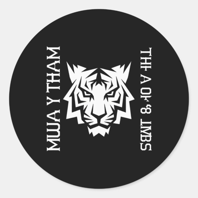 Muay Thai Tiger Art Of 8 Limbs Kickboxing Design S Classic Round Sticker (Front)