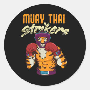 Muay Thai Tiger Thai Boxing Thailand Kickboxing 1  Classic Round Sticker