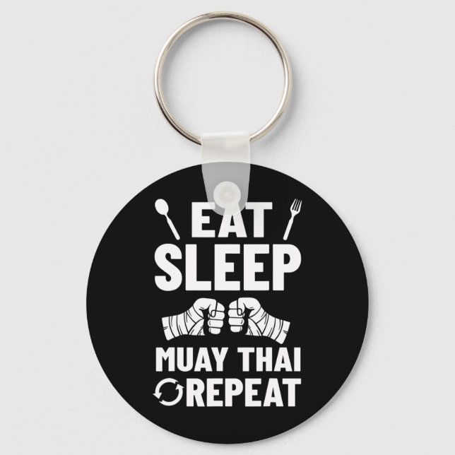 Muay Thai Training Fighter Kickboxing Beginner Box Key Ring (Front)