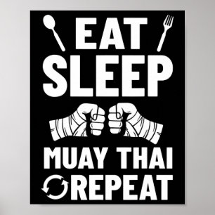 Muay Thai Training Fighter Kickboxing Beginner Box Poster