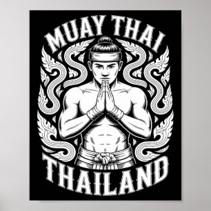 Muay Thai Training Kickboxing Thailand Vintage Tig Poster