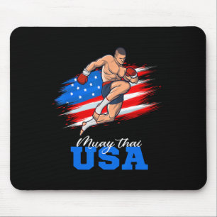Muay Thai Usa Support Team American Flag Kickboxin Mouse Pad
