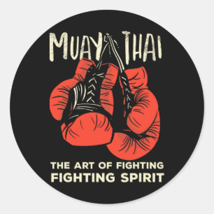 Muay Thai Vintage Retro Art Of Fighting Kickboxing Classic Round Sticker