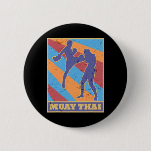 Muay Thai Vintage Retro Colors Kickboxing Mma Boxe 6 Cm Round Badge