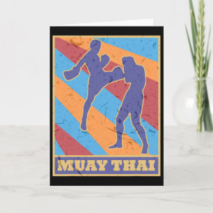 Muay Thai Vintage Retro Colors Kickboxing Mma Boxe Card