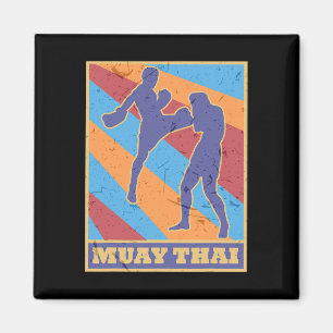 Muay Thai Vintage Retro Colors Kickboxing Mma Boxe Magnet