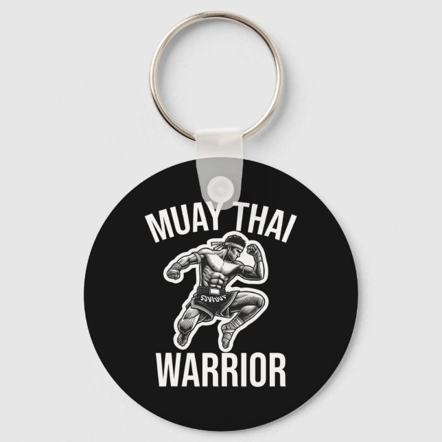 Muay Thai Warrior Boxing Fighting Martial Arts Com Key Ring (Front)