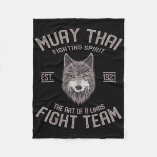 Muay Thai Wolf Thai Boxing Kickboxing Fleece Blanket