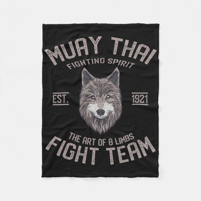 Muay Thai Wolf Thai Boxing Kickboxing  Fleece Blanket (Front)
