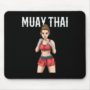 Muay Thai Woman - Thai Boxing And Kickboxing Mouse Pad