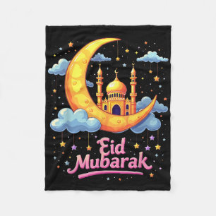 Mubarak Kareem Eid Alfitr Happy Ramadan Karim 2025 Fleece Blanket