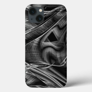 Much crooked with grey grooves in black background iPhone 13 case