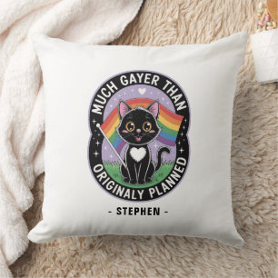 Much Gayer – Funny Cute Black Cat LGBTQ Pride Cushion