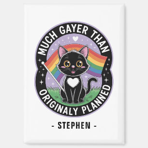 Much Gayer – Funny Cute Black Cat LGBTQ Pride Magnet