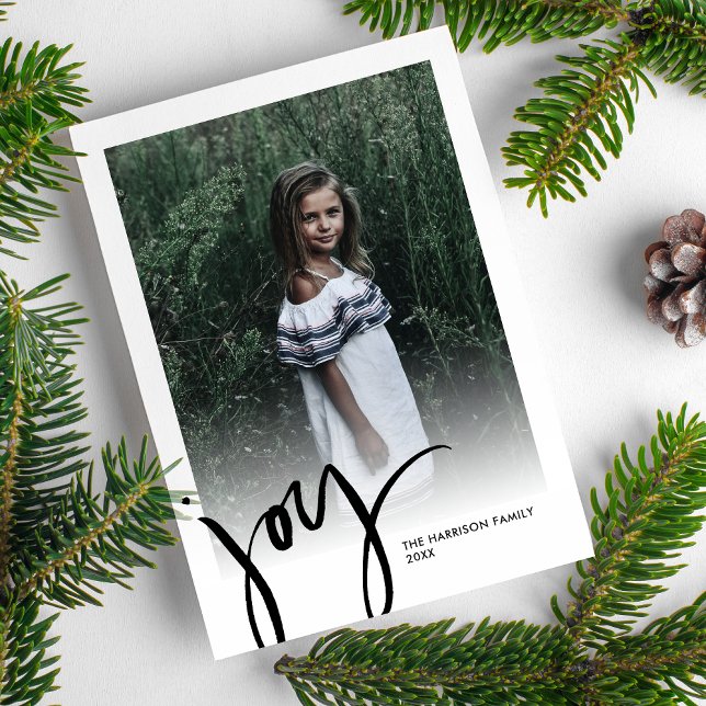 Much Joy Holiday Photo Christmas Floral Botanicals Card (Creator Uploaded)