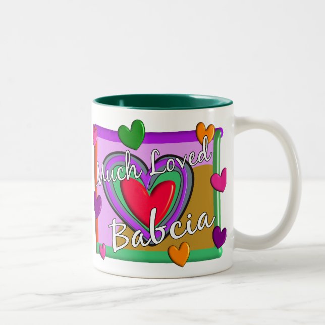 Much Love Babcia (Polish Grandmother) Two-Tone Coffee Mug (Right)