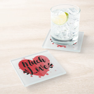 Much Love, Big Heart Glass Coaster