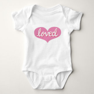 MUCH LOVED - Adored - Pink love heart Baby Bodysuit