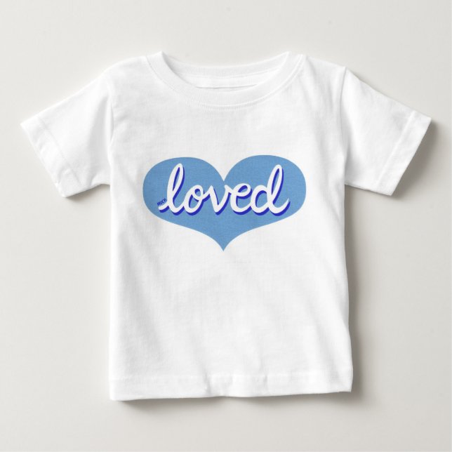 MUCH LOVED - Blue love heart Baby T-Shirt (Front)