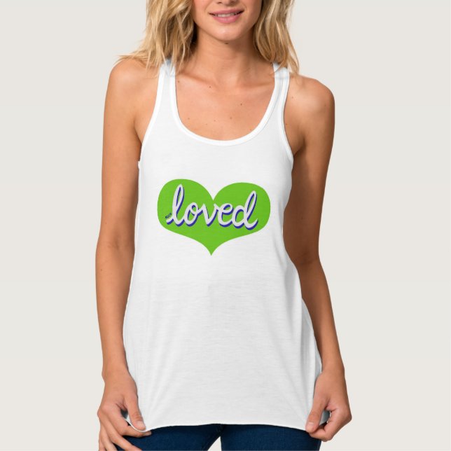 MUCH LOVED - Green love heart - Singlet (Front)