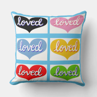 MUCH LOVED-  Multi-coloured love hearts- boy/girl Cushion