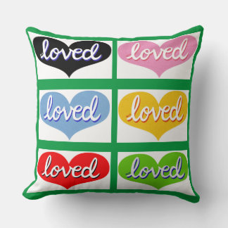 MUCH LOVED- Multi-coloured love hearts- boy/girl Cushion