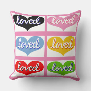 MUCH LOVED- Multi-coloured love hearts- girl Cushion