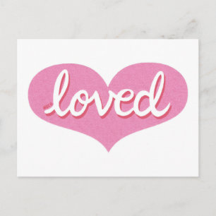MUCH LOVED - Pink love heart Postcard
