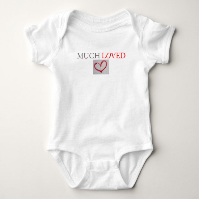 MUCH LOVED - Red graffiti heart  - boy/girl Baby Bodysuit (Front)
