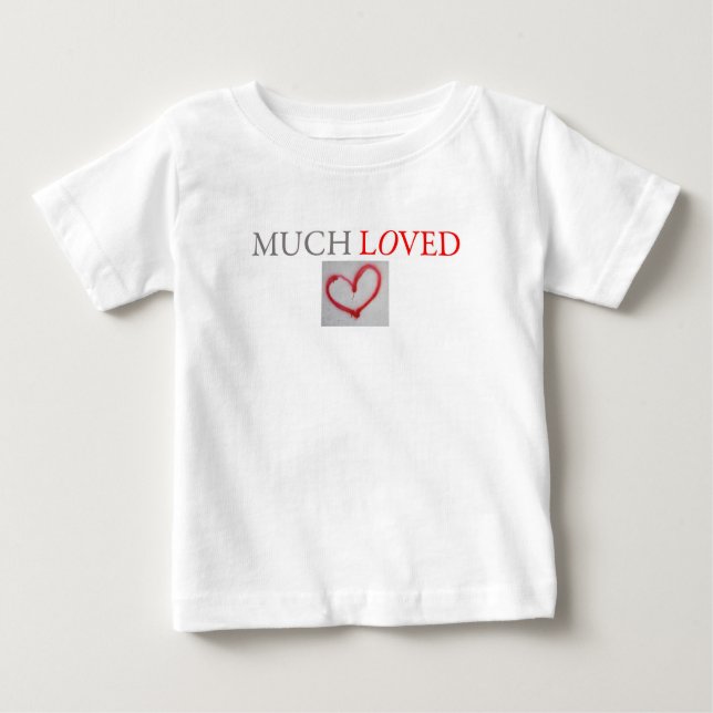 MUCH LOVED - Red graffiti love heart  - boy/girl Baby T-Shirt (Front)