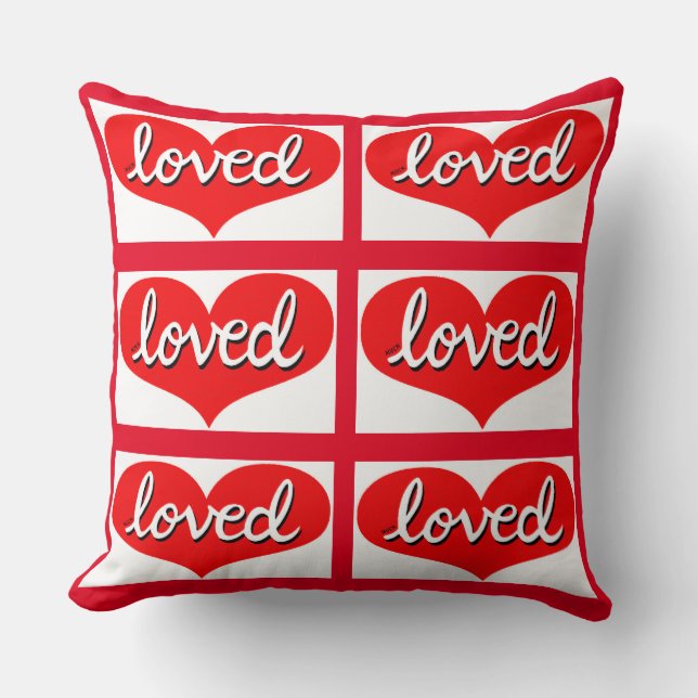MUCH LOVED -  Red love hearts- Cushion (Front)