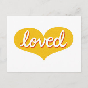 MUCH LOVED - Yellow love heart - Postcard