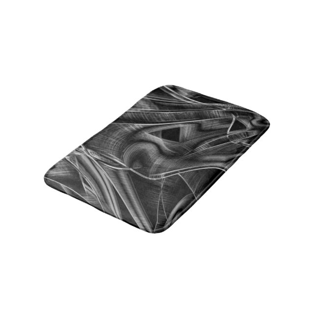 Much twisted with grey grooves on black background bath mat (Angled)